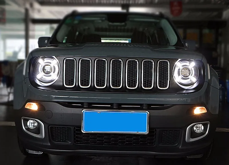 2 шт. автомобильные аксессуары DRL светодиодный фары для джип Ренегат передний бампер светодиодный Биксеноновые HID фары 55 W