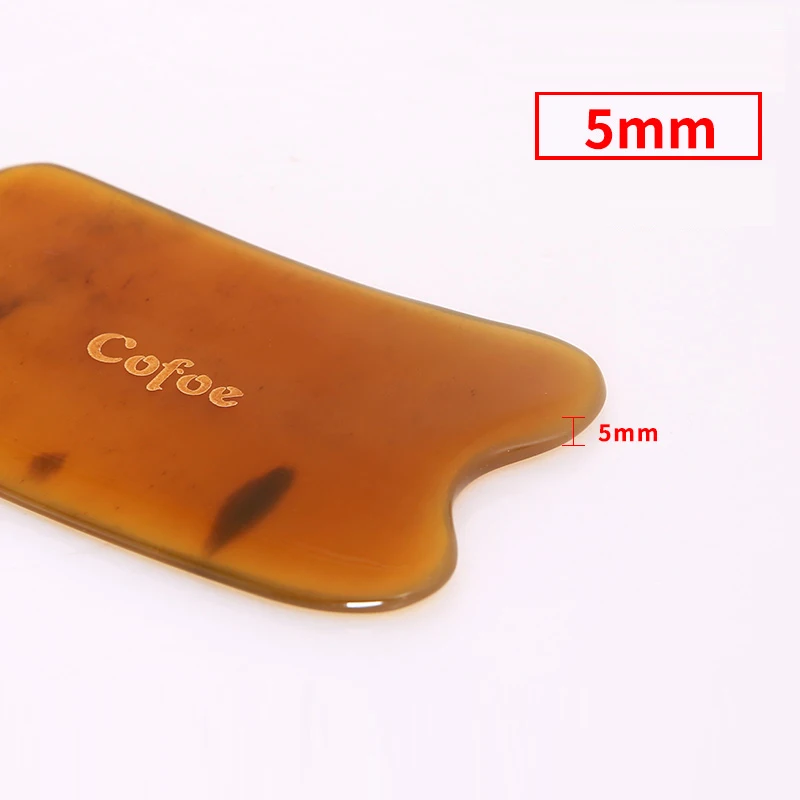 Yellow 5mm Cofoe, 1 шт., рожок, гуаша, массажный инструмент, здоровье, нефрит, Gua Sha, для тела, для лица, против морщин, массажная доска, традиционные китайские акупунктурные точки - Цвет: Yellow 5mm