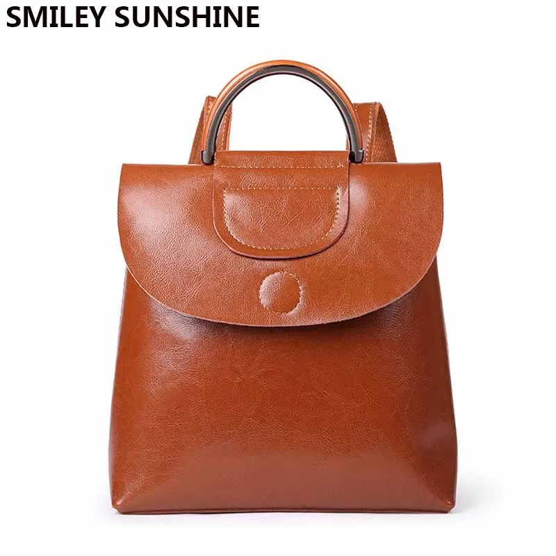 SMILEY SUNSHINE, женский кожаный рюкзак, женские рюкзаки из натуральной кожи для девочек, женская сумка на плечо, mochilas feminina