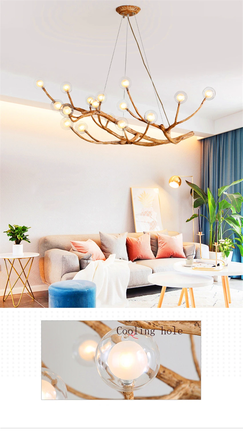 Tree branch chandelier Lighting Bar Restaurant Kitchen Dining room retro chandelier Industrial Loft Vintage Chandelier Lighting