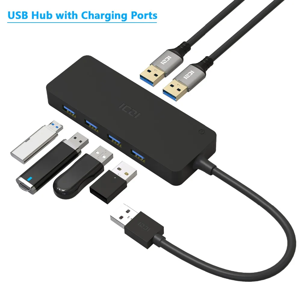 Ультратонкий usb-хаб ICZI с 6 портами, 4 порта USB 3,0, 2 порта для быстрой зарядки, адаптер для ноутбука Surface Pro