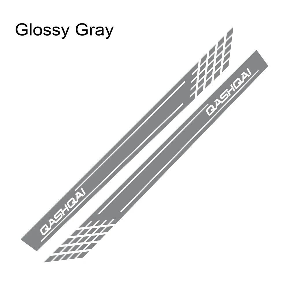 Glossy Gray Наклейка на юбку автомобиля, Авто Виниловая обёрточная бумага, гоночные длинные полосы, наклейки на автомобиль для Nissan Qashqai j11 j10, тюнинговые автомобильные аксессуары - Название цвета: Glossy Gray