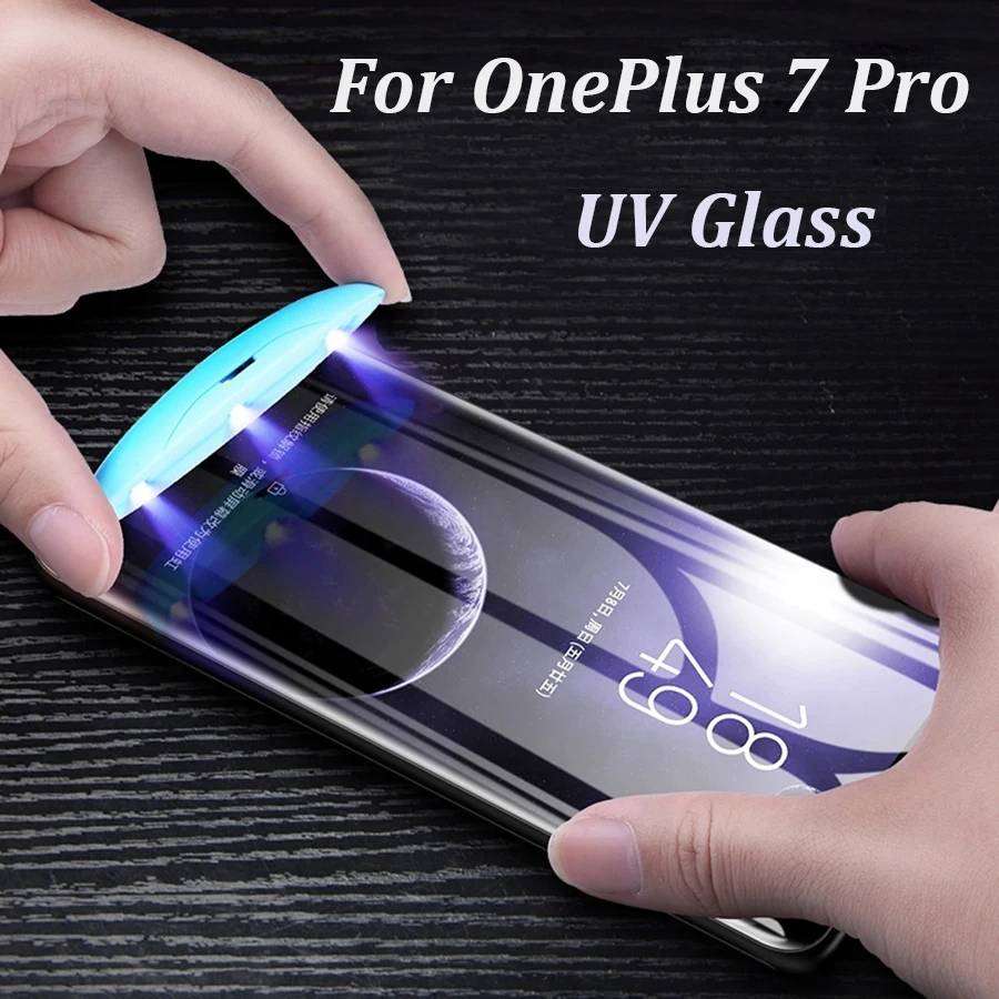 УФ-жидкое закаленное стекло для OnePlus 7 Pro чехол прозрачная защитная пленка экрана