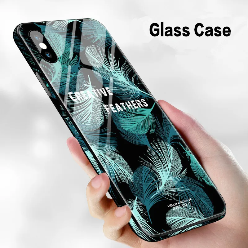 Цветной полный чехол с краями из закаленного стекла для телефона iphone x xs max xr