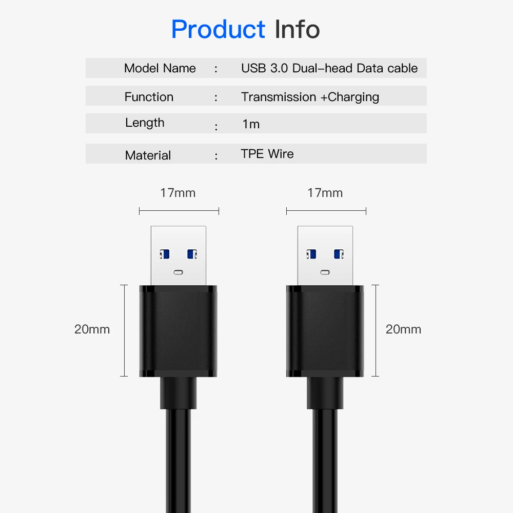 Удлинительный Кабель USB 3 0 двойной Тип Папа папа для передачи данных кабель шнур