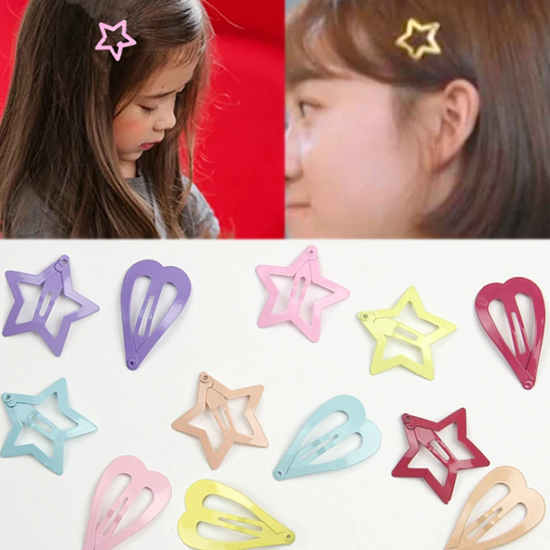 Новинка 2018 розовая желтая зеленая заколка для волос из сплава со звездами