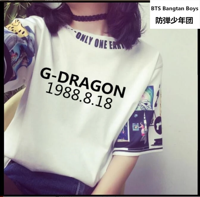 Новинка 2017 kpop BIGBANG G DRAGON короткий рукав эксклюзивный персональный день рождения