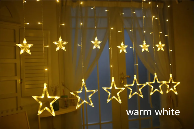 warm white 12 Светодиодный занавес светодиод украшения гирлянды Рождественские огни Новогодняя Рождественская елка Рождественские украшения для дома на открытом воздухе - Цвет: warm white