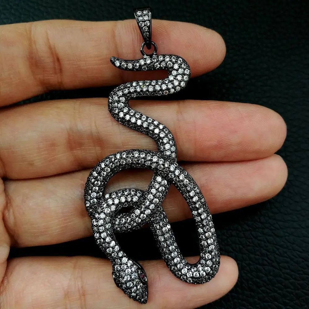 gunmetal clear 1 шт Позолоченные Cz микро Змея Подвески DIY ювелирных изделий - Окраска металла: gunmetal clear