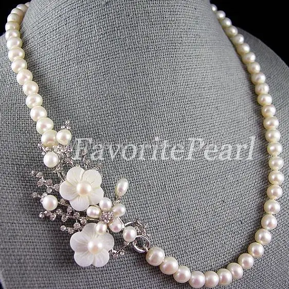 Жемчужное ожерелье свадебное цветочное подружек невесты 20 5 дюйма 8 9 мм модные
