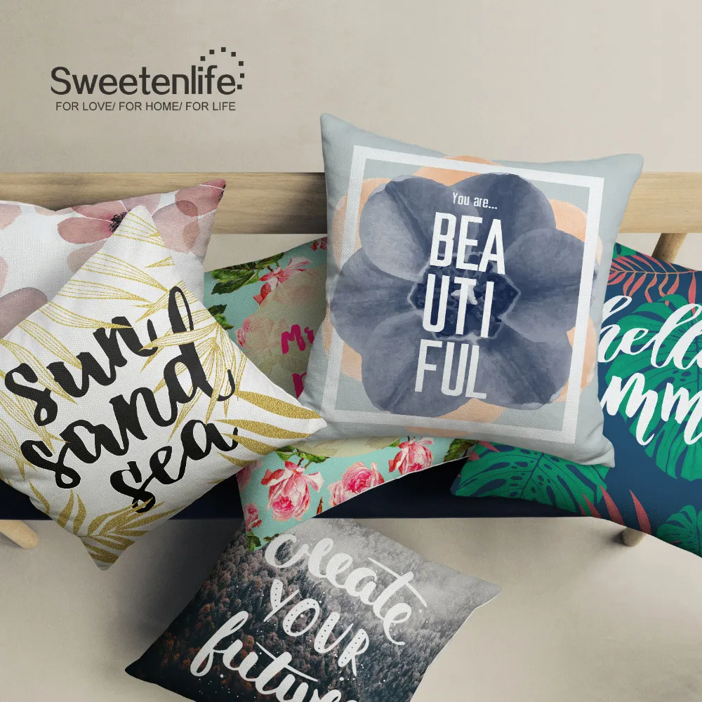 Чехол для подушки Sweetenlife с рисунком листьев растений, красочные высококачественные декоративные подушки, Наволочки для подушек в тропическом стиле, домашний декор