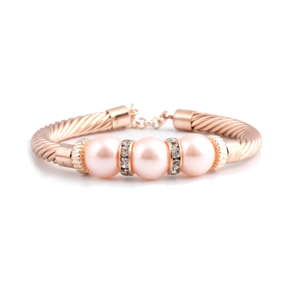 New Fashion Imitation Pearl Charm Viking Bracelets Three Color Bangles For Women Snake Arm Bracelet Love Bangle | Украшения и