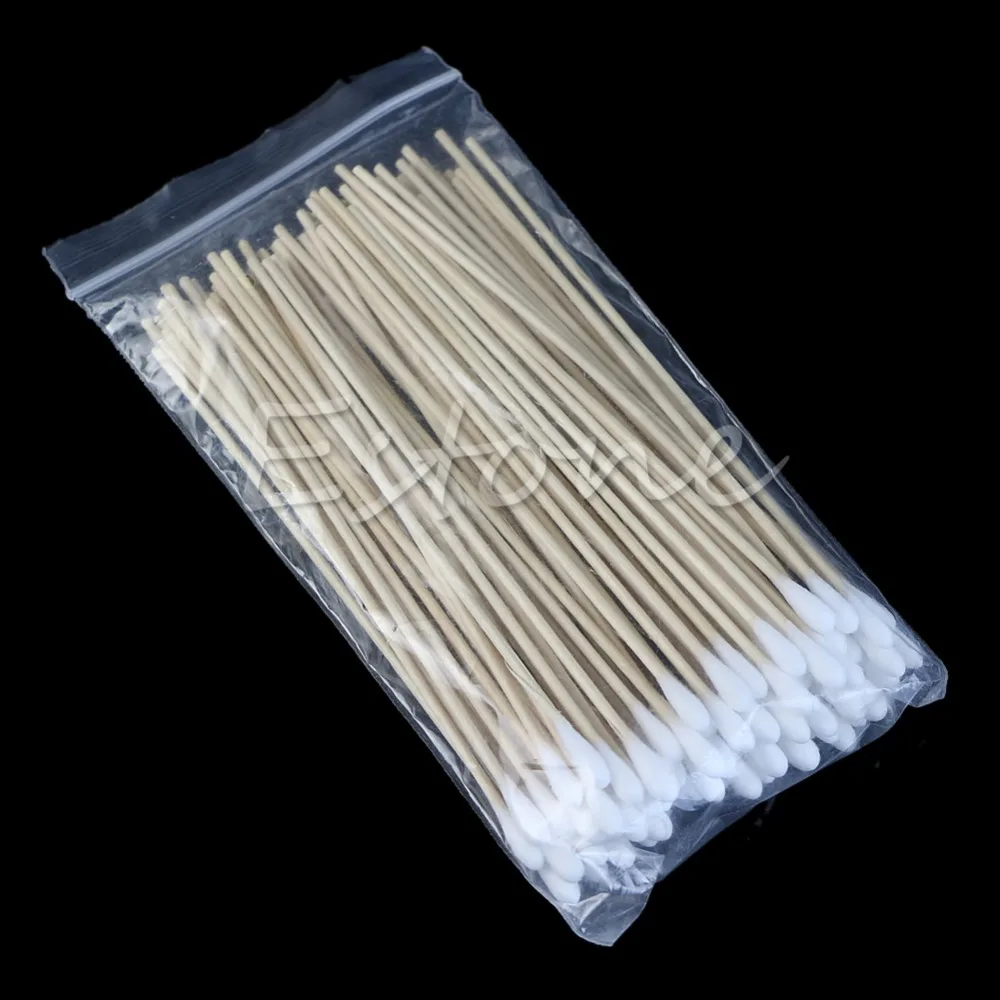 

On Sale 100Pcs Medical Swabs 6'' Long Wood Handle Sturdy Cotton Applicator Swab Q-tip