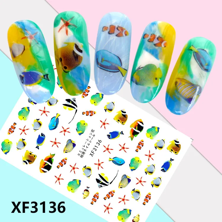 BXF3136 Мультфильм Тип! Лак для ногтей задний клей деколь декорации Дизайн Наклейка для ногтей Советы красоты - Цвет: BXF3136