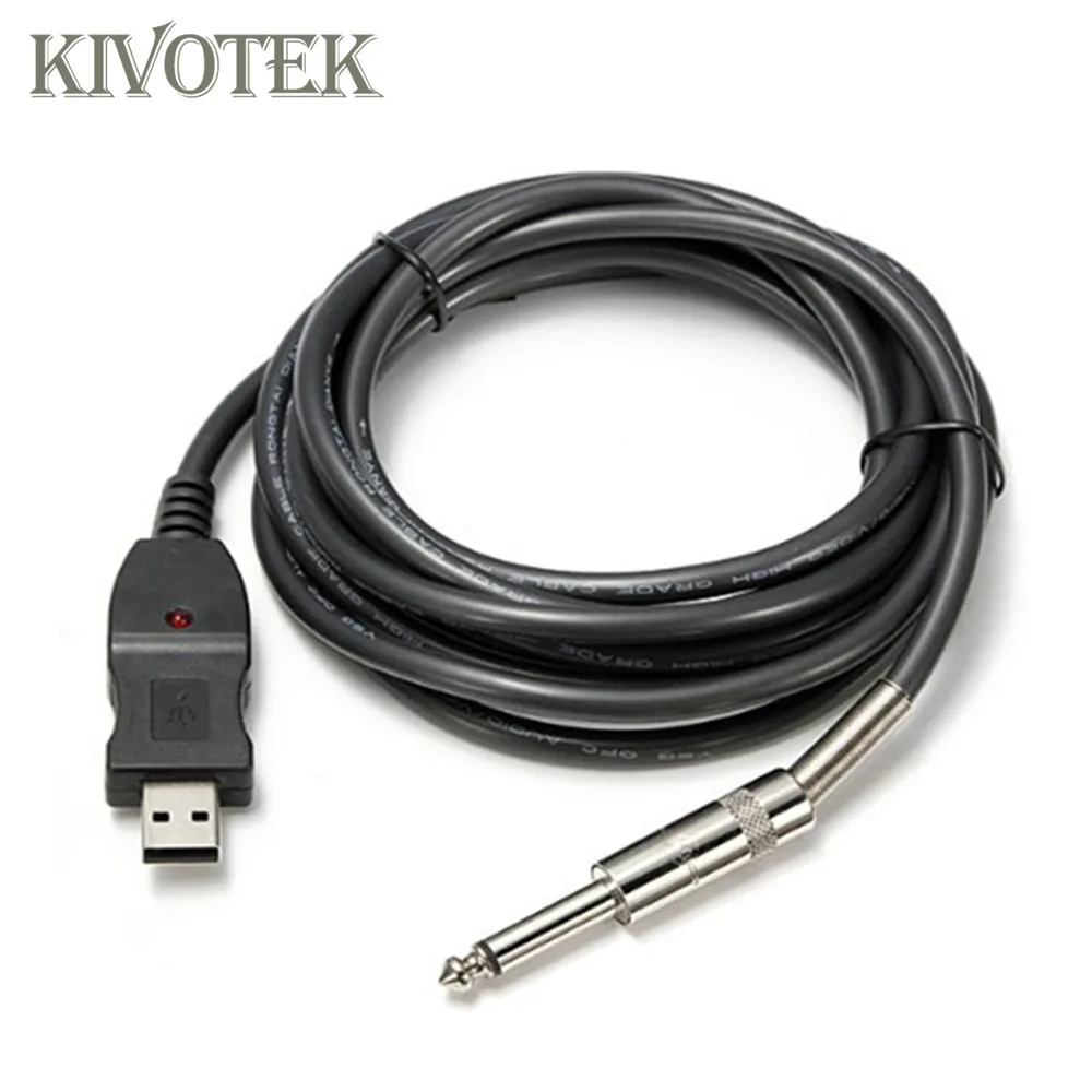KIVOTEK 4 шт./лот 3 м гитарный аудиокабель бас 14 ''USB до 6 мм Разъем соединительный