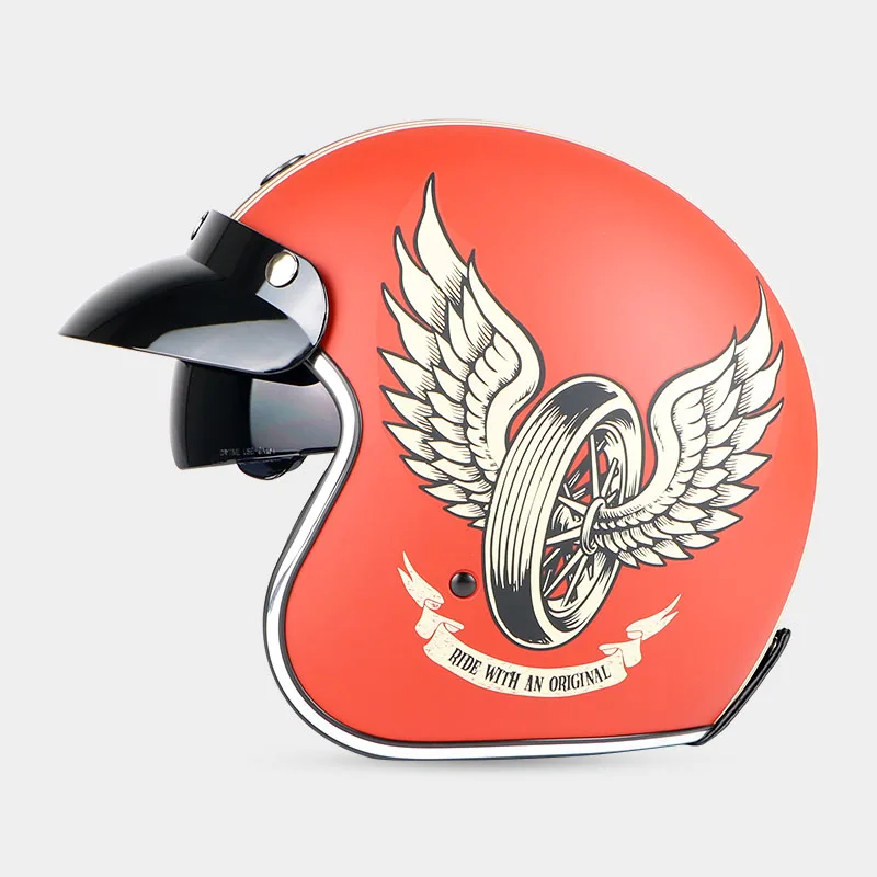 TORC T57 винтажный шлем moto rcycle с открытым лицом 3/4 шлем с внутренним козырьком moto cross jet Ретро capacete мотоциклетный шлем ECE - Цвет: matte red horse