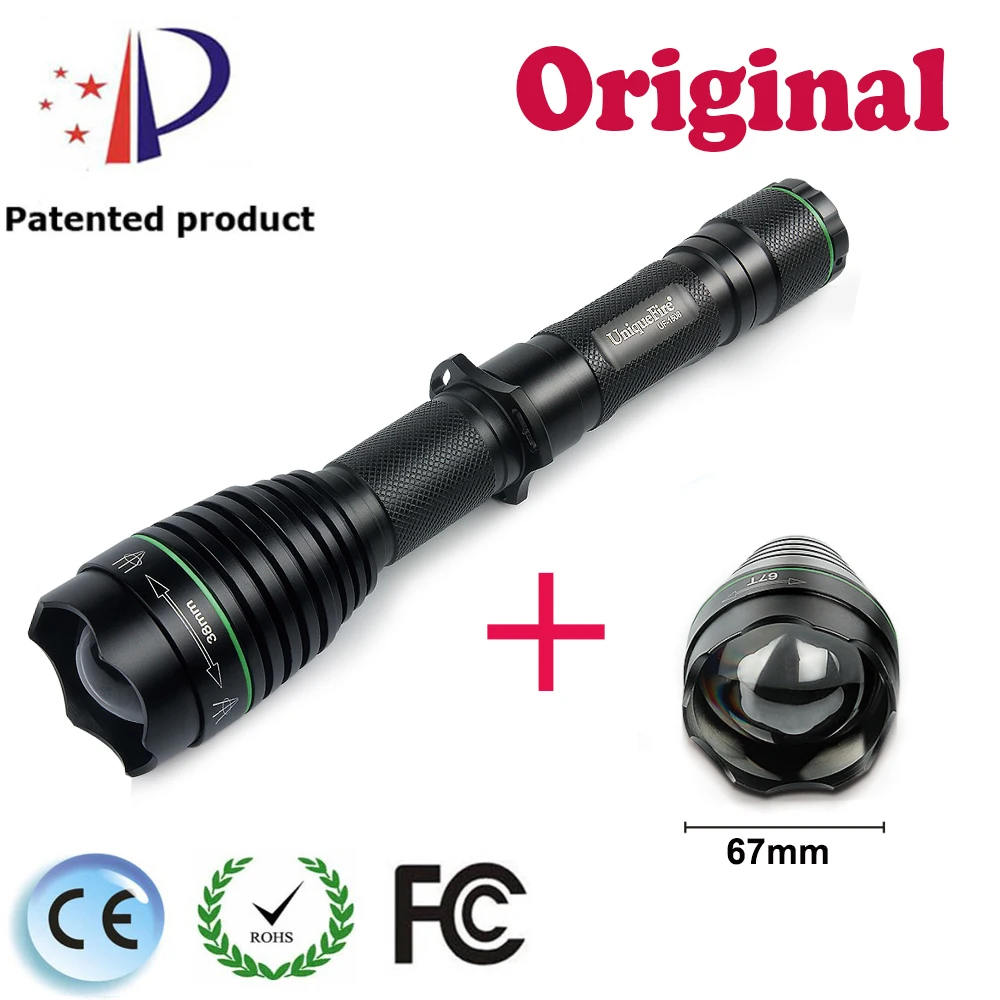 UniqueFire New Arrival! Night Vision Flashlight UF-1508 Zoomable 3 Mode Operating T38 850nm Infrared Light+T67 Convex Lens Head