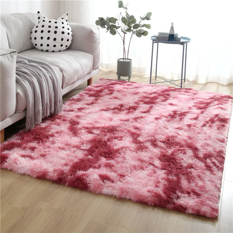 

Nordic living room carpet bedroom bedside mat thickening long hair Bay window rug thickening encryption soft carpet dirt durable