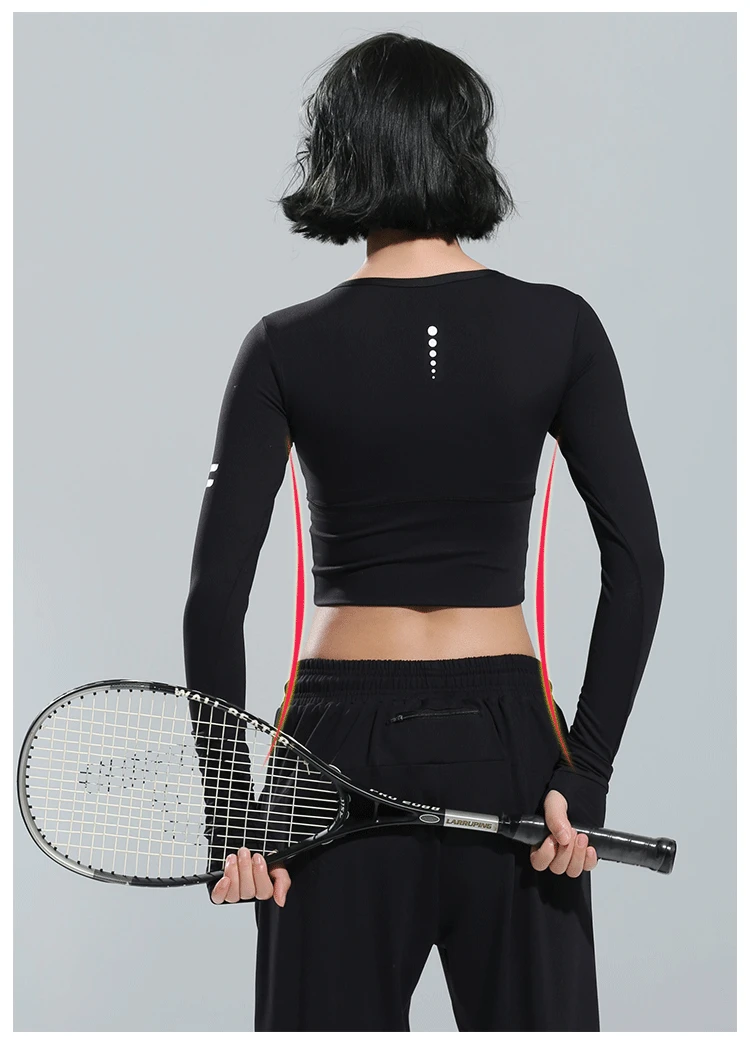Женская Спортивная футболка с отражателем и длинным рукавом для йоги фитнеса|tights