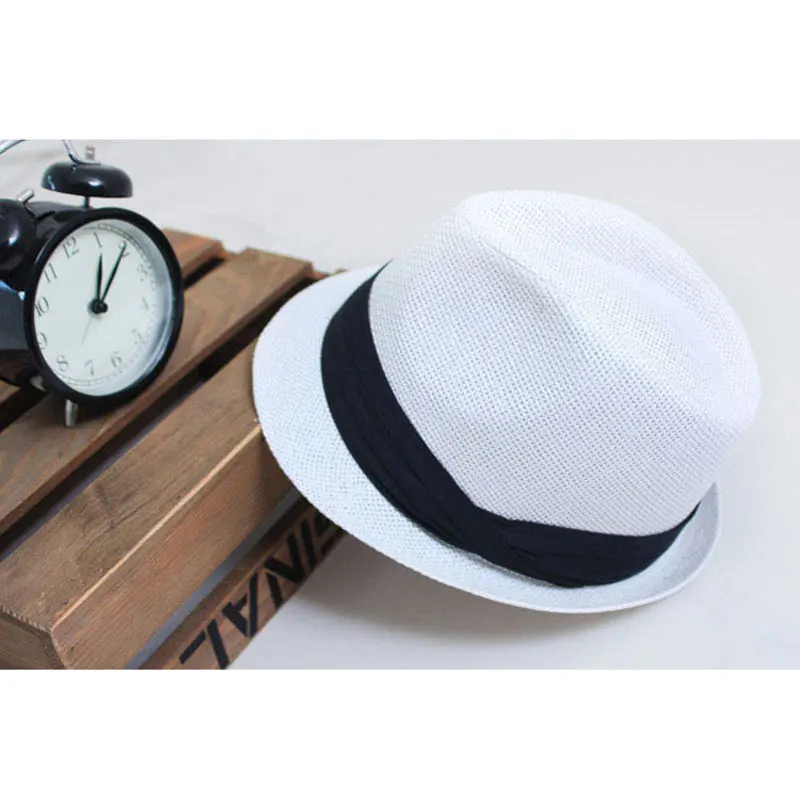 Wo Мужская Панама Соломенная пляжная шляпа для мужчин и женщин летняя белая с