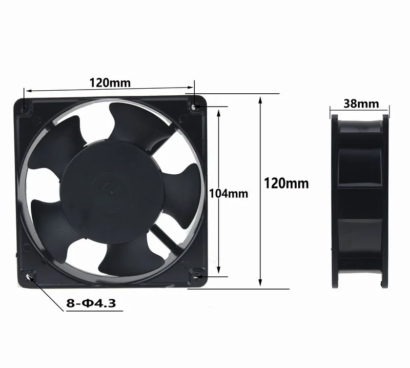1 шт. Gdstime AC 220 В 240 в два плоских разъема 120x120x38 мм осевой охладитель потока 120
