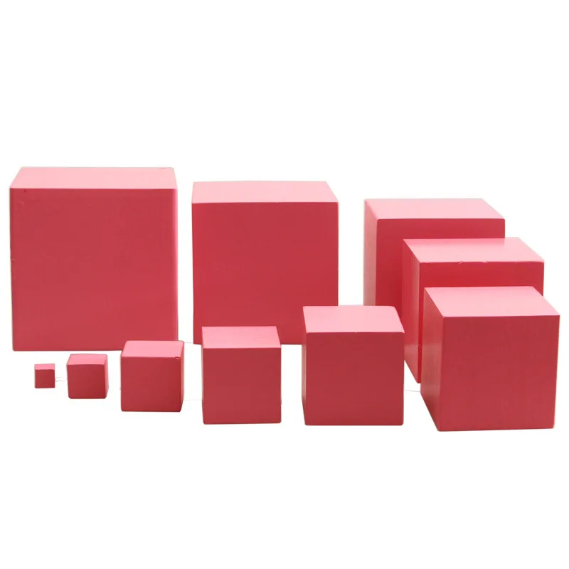 Деревянный Монтессори игрушки для математики розовый башня твердой древесины Cube