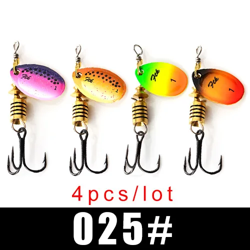 FTK New 1#-5# 5pcs/lot or 4pcs/lot Similar as Copper Spinner Bait Fishing Lure With Treble Hooks Hard Baits Spoon Pike - Цвет: 025
