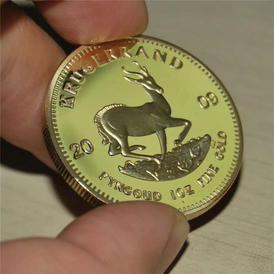 2009 Заказ образца, 1 шт./партия, 1967- Крюгерранд ЮАР монета, 1 унций покрытая 24 K Золотая монета, Подарочный металлический искусство и Cra - Цвет: 2009