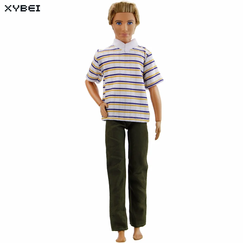 Handmade Outfit Horizontal Stripe Shirt Daily Casual Wear Long Pants Trousers Clothes For Barbie Doll Friend Ken Accessories Toy | Игрушки и