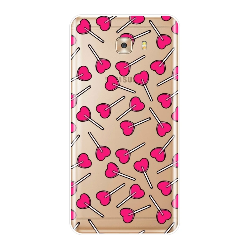 Милый красный телефонный чехол Love Hearts Kawaii для Samsung Galaxy C5 C7 C8 мягкий силиконовый из