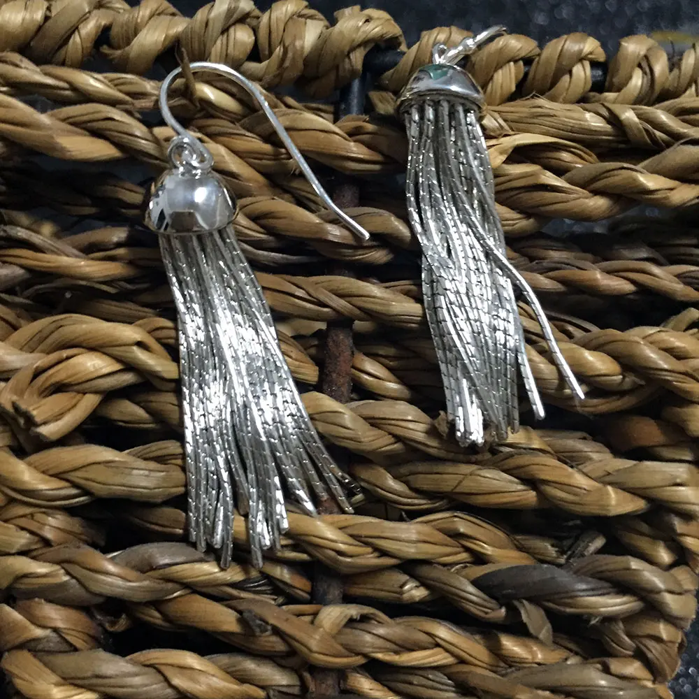 

BESTLYBUY Real 925 Sterling Silver Tassel Chain Drop Earring For Women Lover Mother Party Gift Retro Earrings FREE SHIPPING