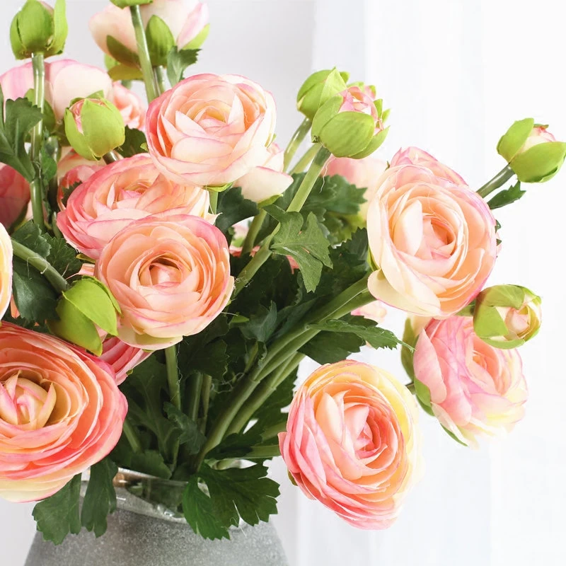 

Wholesale 100PCS New Pink Tea Rose 3 heads Tea Rose Home Flower Artificial Wedding Flower Party Event Silk Flower Free Shipping