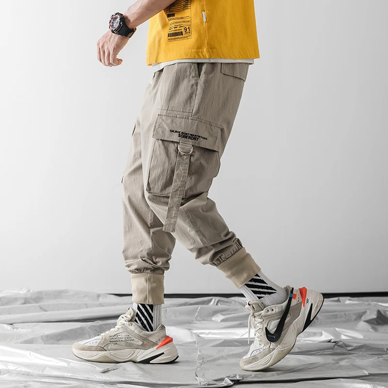 

2020 Hip Hop Cargo Pants Men Loose Joggers Harajuku Streetwear Harem Pants Ankle length Trousers ABZ453