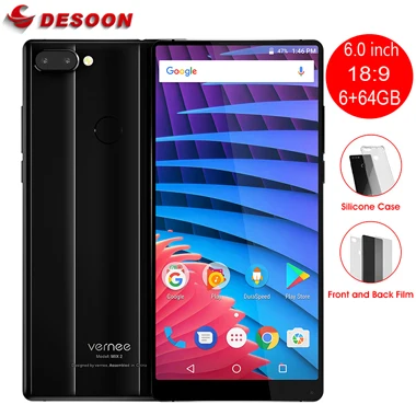 Vernee Mix 2 6," 18:9 FHD+ экран 6 ГБ+ 64 ГБ Android 7,0 13 МП двойной задний объектив P25 Восьмиядерный 2,5 ГГц смартфон с отпечатком пальца мобильный телефон