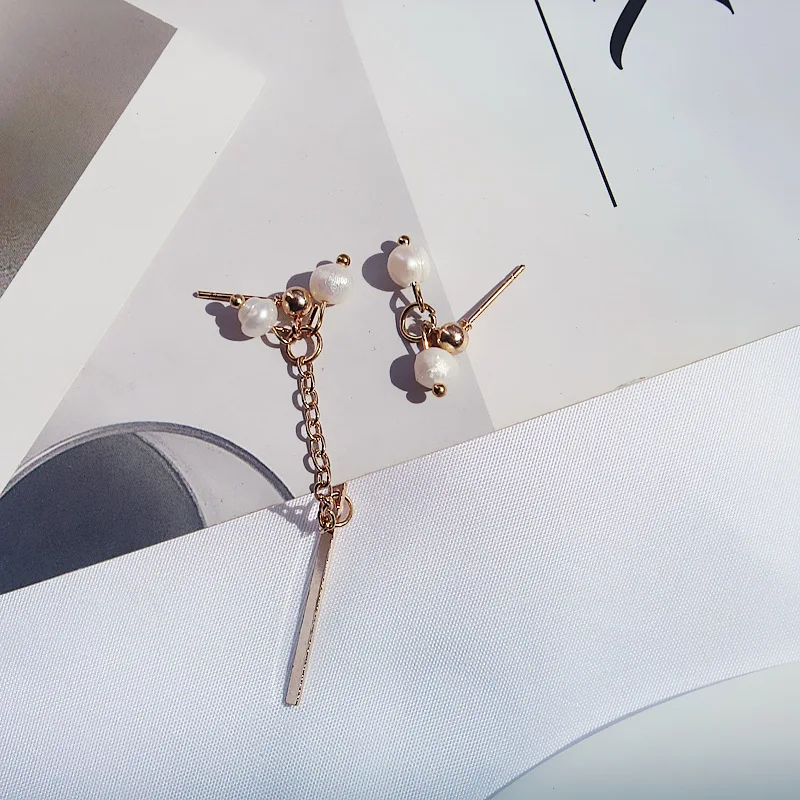 TTMM New Dangle Earrings Asymmetry Imitation pearls Charm BarTessal Drop for women E31 | Украшения и аксессуары