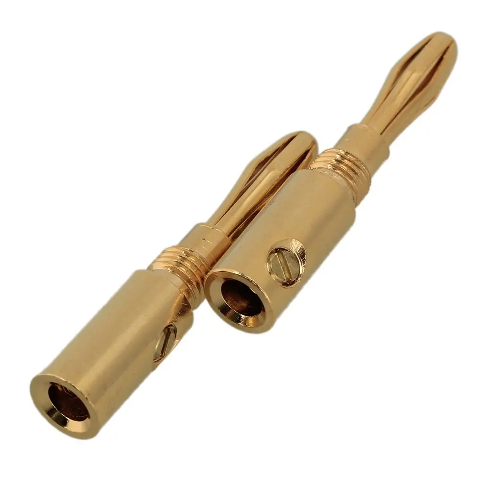 Золотой 4 мм медный музыкальный аудио динамик кабель провод разъем позолоченный