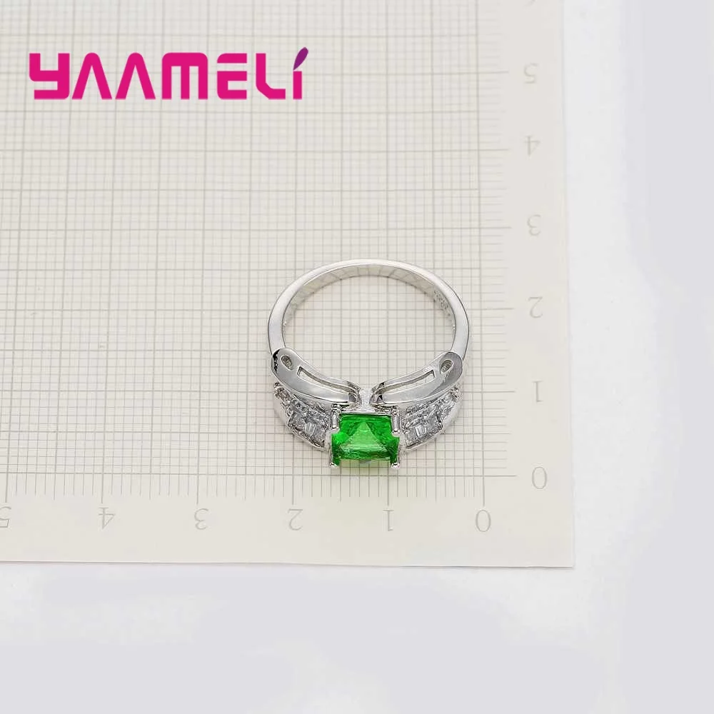 

New Latest Fashion Ring 925 Sterling Silver Jewelry For Women Top Quality 5A Cubic Zirconia Green Stone For Girl