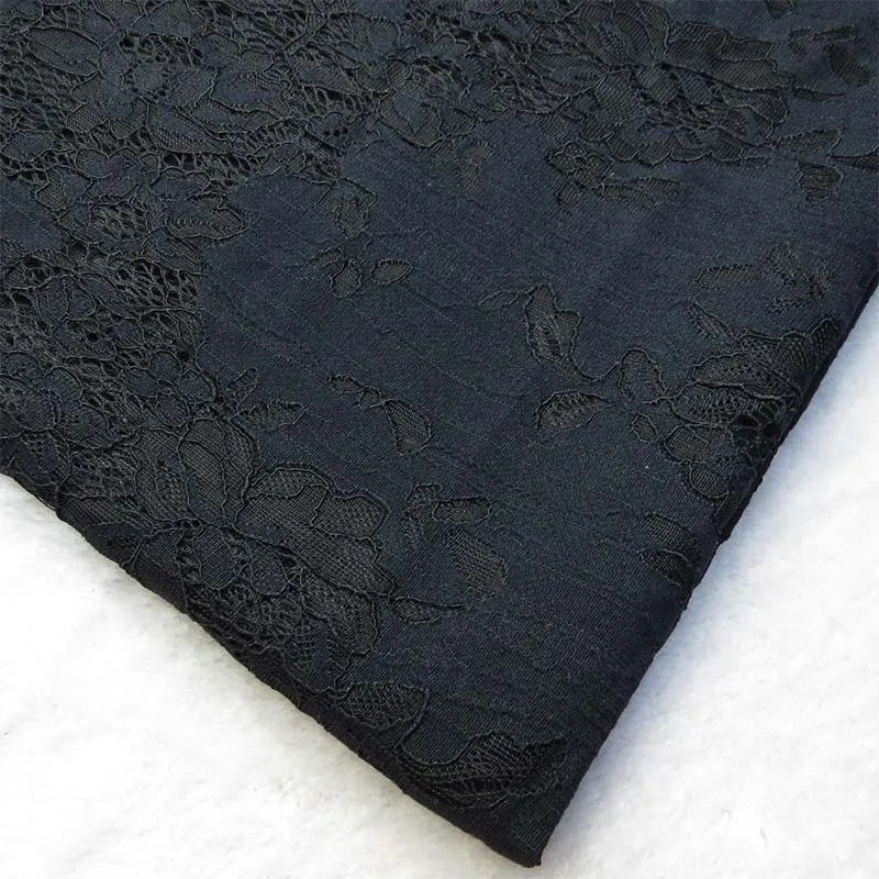 black lace fabric Элегантное женское платье, одежда, прядь, кружевная ткань, мягкая трикотажная ткань, ширина платья 150 см, Водорастворимая Вышивка, кружевная ткань - Цвет: black lace fabric