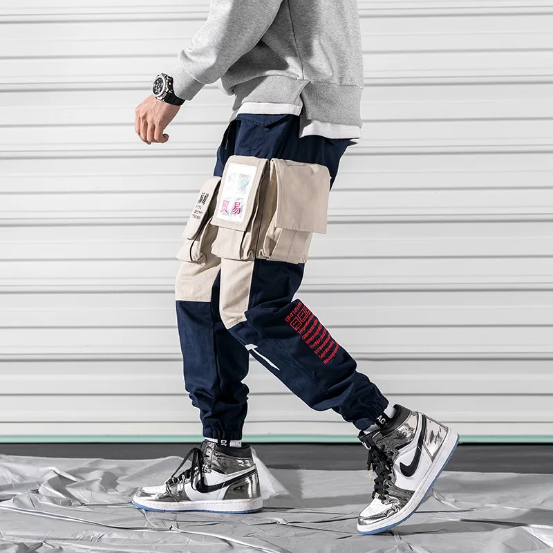 Мужские шаровары с несколькими карманами брюки в стиле хип хоп уличные