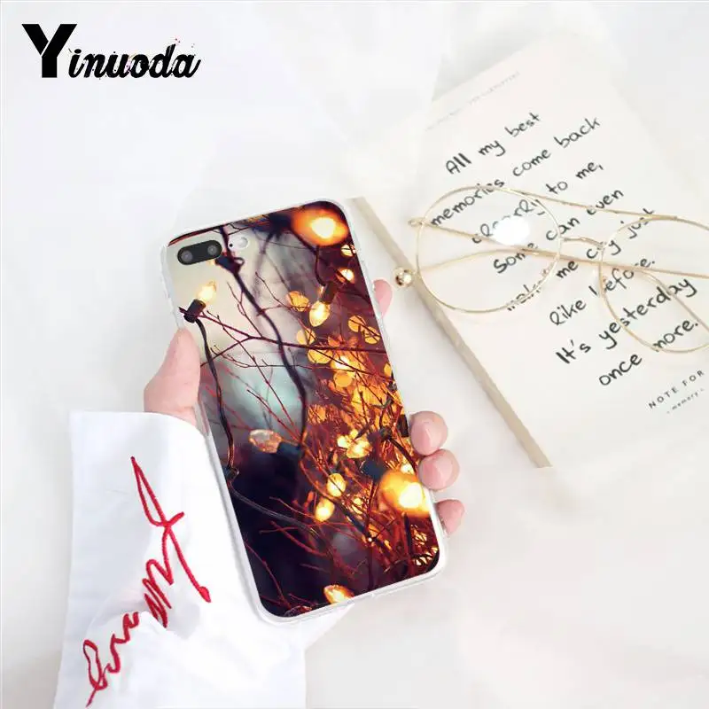 Чехол Yinuoda для iphone 7 XSMAX зимний светлый Снежный Прозрачный чехол телефона iPhone 8 6 6S