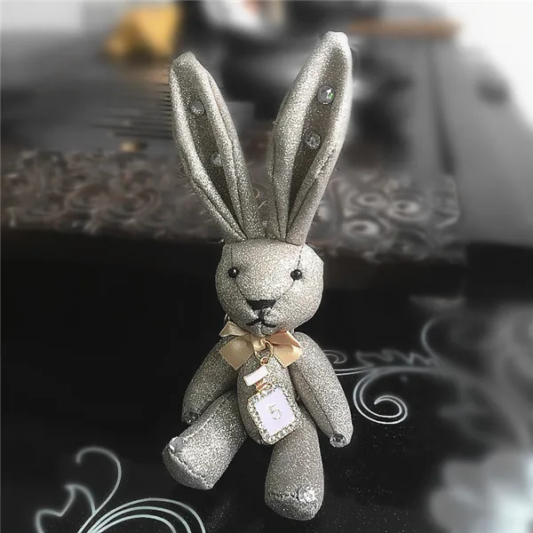 5 19cm Glitter Rivets, matte, diamonds, long ears Rabbit Doll Baby Soft Plush Stuffed&Plush Animal keychain toys - Цвет: 5