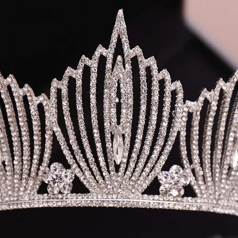 PEORCHID Corona Princesa горный хрусталь Свадебные украшения для волос невесты Корона оголовье Кристалл для женщин Свадебная Тиара Золото Серебро