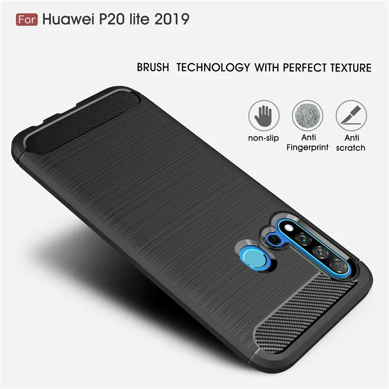 Силиконовые чехлы для huawei P20 Lite 2019 Чехол протектор из углеродного волокна Мягкий