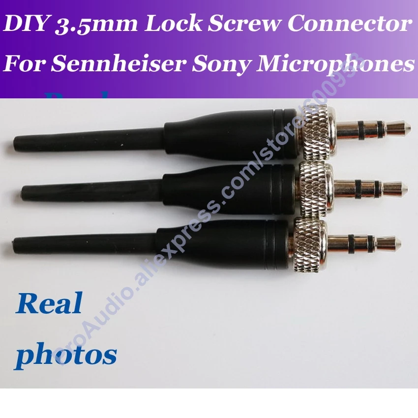 

3pcs DIY 3.5mm 1/8" Stereo Screw Lock Connector for Pro Sennheiser Sony Microphone Spare Plug adapter