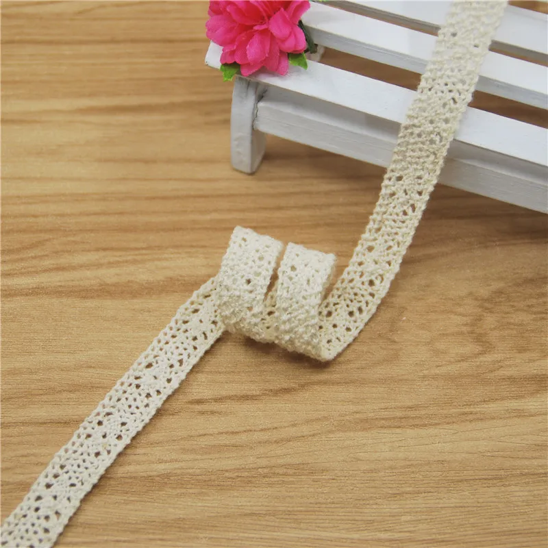 Модная оптовая продажа 12 мм хлопковая кружевная отделка цвета слоновой кости