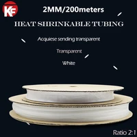 200meterslot 2mm inner diameter whitetransparent clear heat shrink tubes shrinkable tubing insulation cable sleeve