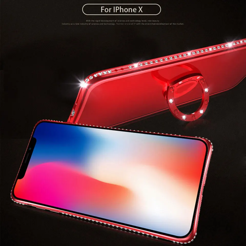 Diamond кольцевой магнитный держатель Case для iphone X XR XS MAX 7 Plus 6s крышка блеск samsung
