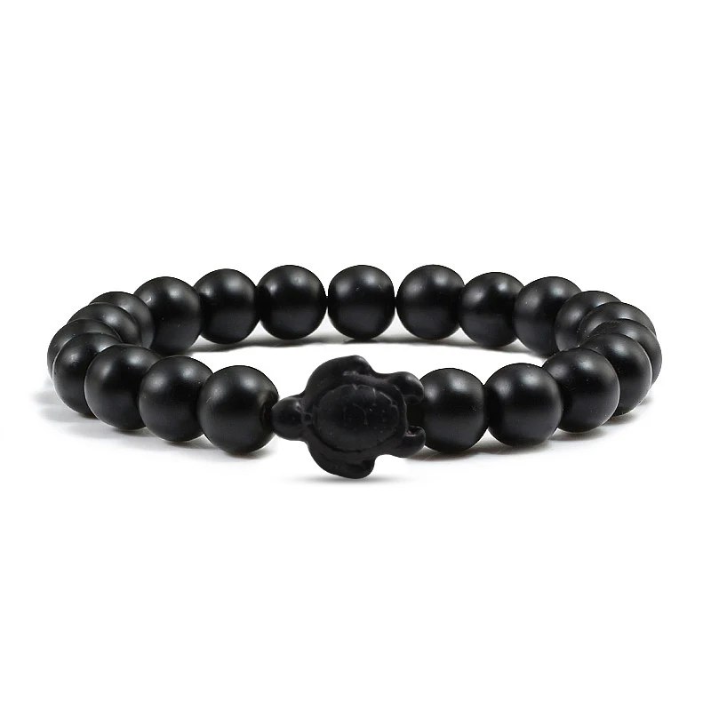 matte balck Простые мини Черепаховые браслеты для пары сверхъестественного цвета бирюзовые бусины матовый черный камень ручной цепи браслет для мужчин - Окраска металла: matte balck