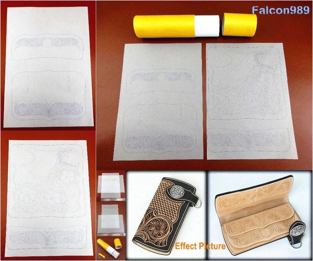 10 шт. трафарет для кожевенного ремесла из акрила с длинным бумажником + набор