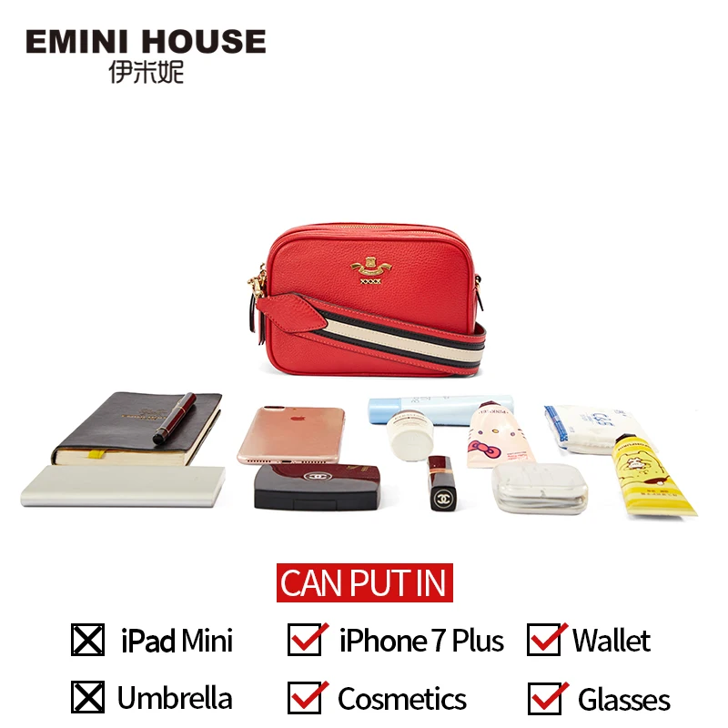 Женская сумка через плечо EMINI HOUSE из натуральной кожи в квадратную полоску от